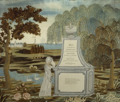 Quadro commemorativo ricamato, datato 1807, lavorato 1820-1826 da American School